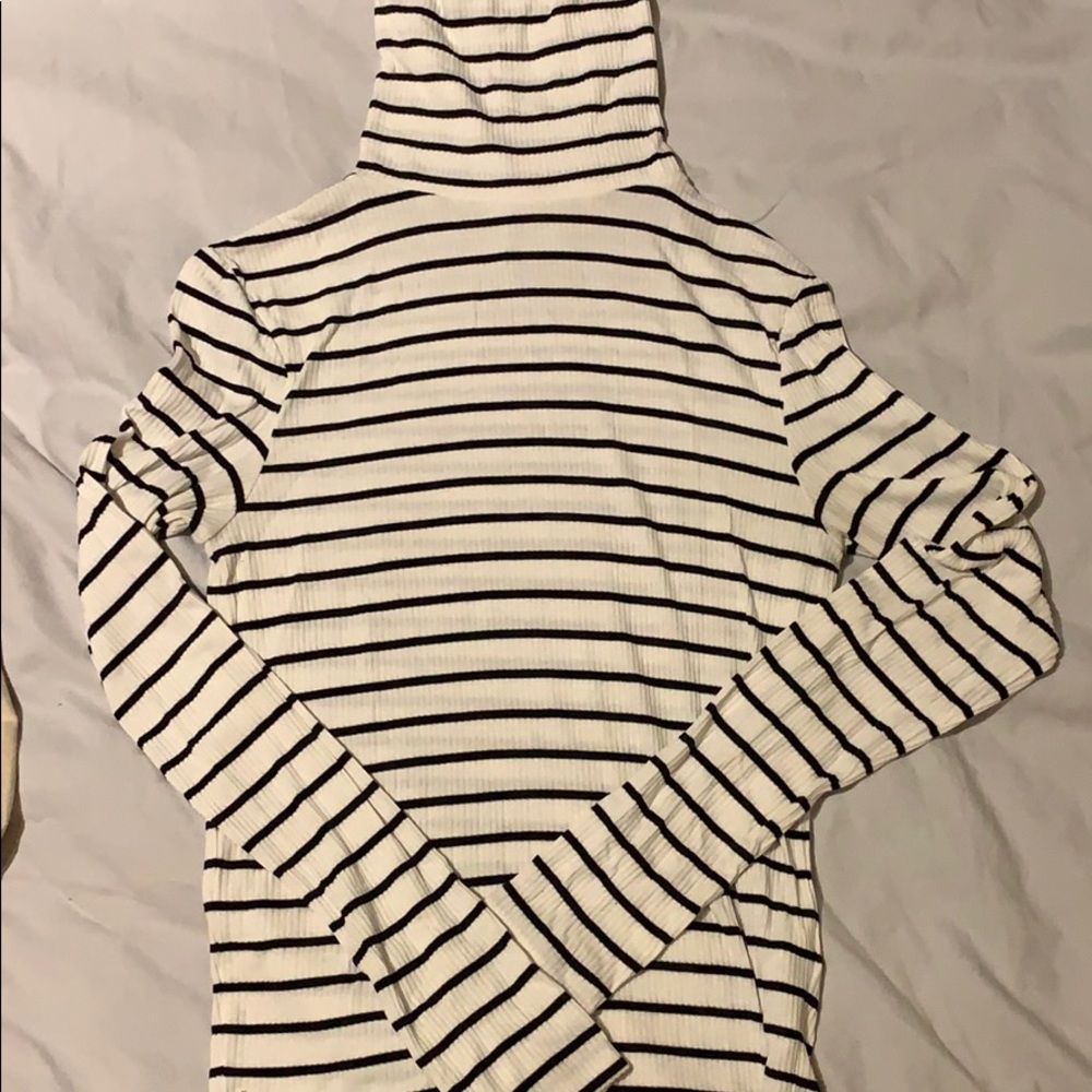 Ribbed striped turtle neck